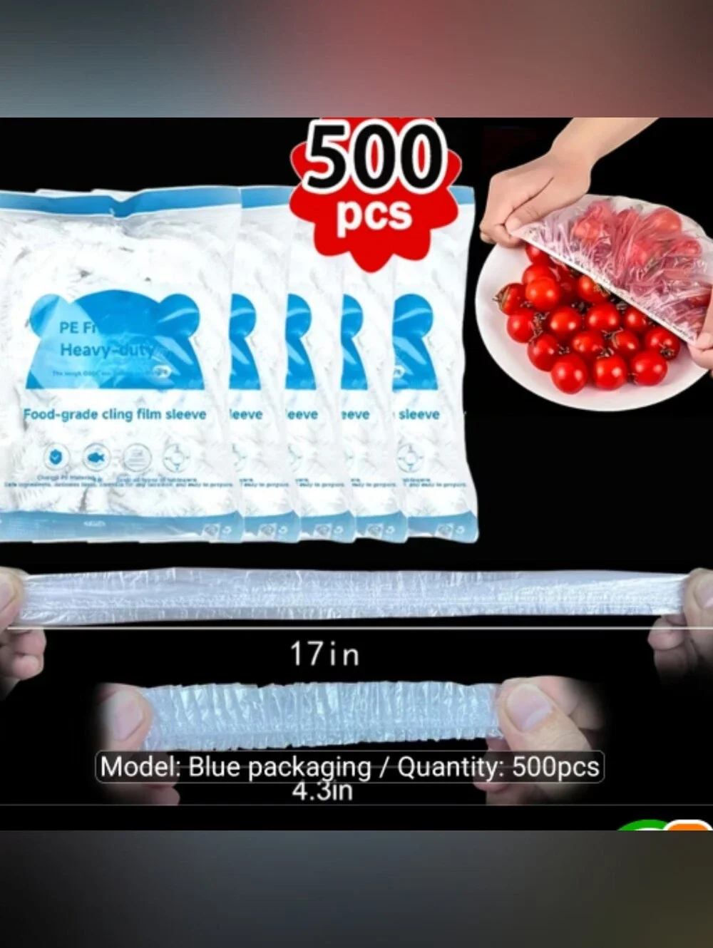Title: 500pcs Reusable Elastic Food CoversDescription: Stretchable disposable